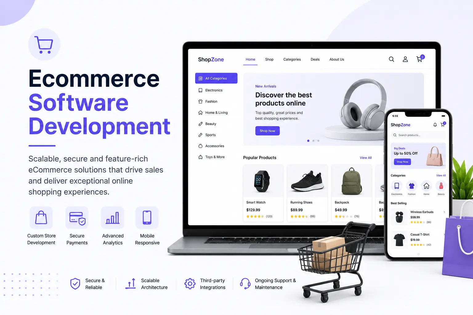 Ecommerce Software Development landing page visual